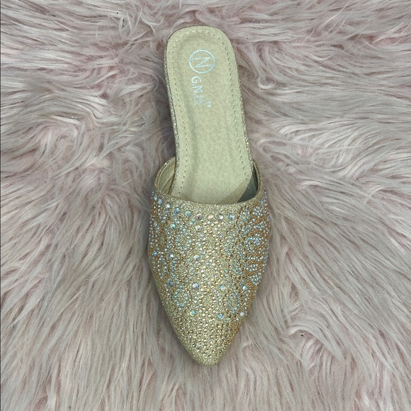 Sparkling Gold Embellished Mules - Picture 7 of 8